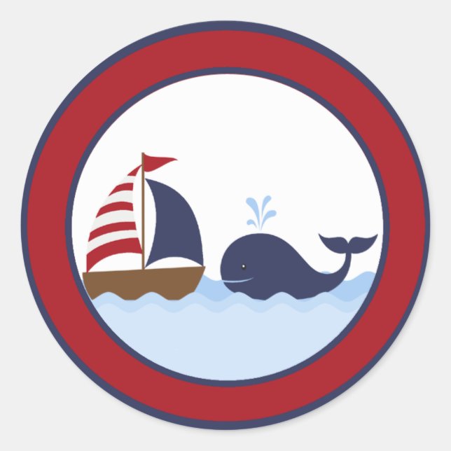 20 - 1.5"  Envelope Seal Ahoy Nautical Whale Boat (Front)