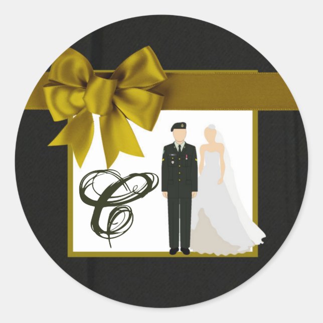 20 - 1.5  Envelope Seal ARMY Uniform Groom Bride (Front)
