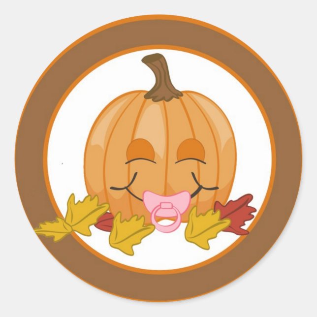 20 - 1.5"  Envelope Seal Autumn Fall Pumpkin Baby (Front)