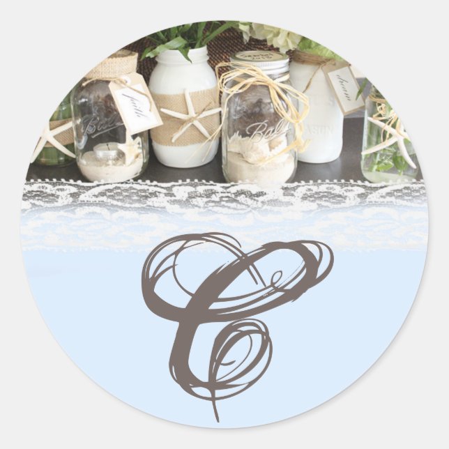 20 - 1.5  Envelope Seal Beach Sea Mason Jars Ocean (Front)