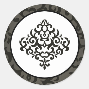 20 - 1.5" Envelope Seal Black and Grey Damask