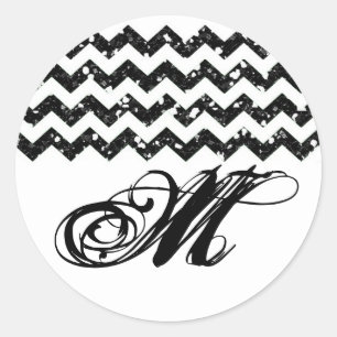 20 - 1.5 Envelope Seal Black Glitter Chevron