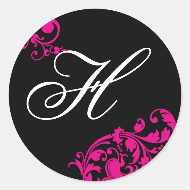 20 - 1.5  Envelope Seal Black Hot Pink Floral (Front)