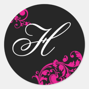 20 - 1.5  Envelope Seal Black Hot Pink Floral