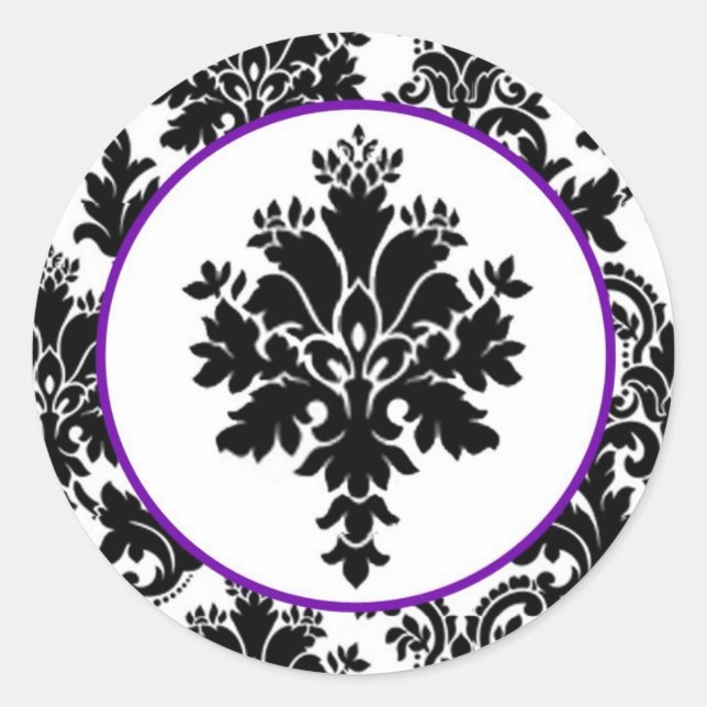 20 - 1.5  Envelope Seal Black Purple Damask Lace (Front)