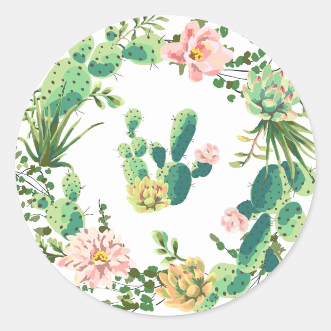 20 - 1.5  Envelope Seal Bohemian Cactus Succulents (Front)