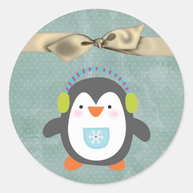 20 - 1.5" Envelope Seal Christmas Penguin (Front)