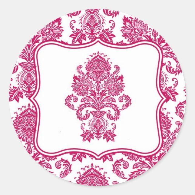 20 - 1.5  Envelope Seal Fusia White Damask Lace Pr (Front)