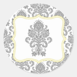 20 - 1.5 Envelope Seal Grey Yellow Damask Lace