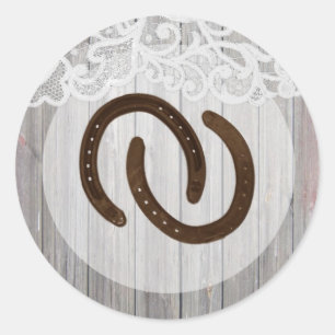 20 - 1.5  Envelope Seal Horse Shoes on Wood Lace