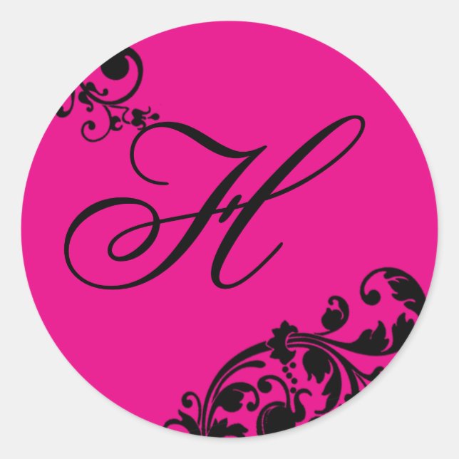 20 - 1.5  Envelope Seal Hot Pink Black Floral (Front)