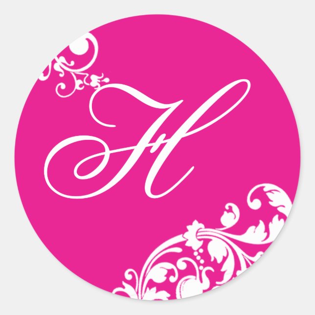 20 - 1.5  Envelope Seal Hot Pink White Floral (Front)