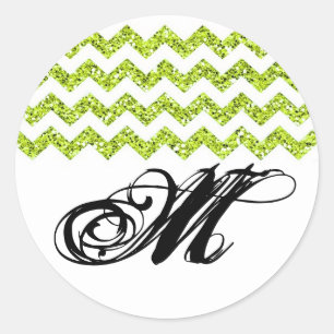 20 - 1.5 Envelope Seal Lime Glitter Chevron Strip