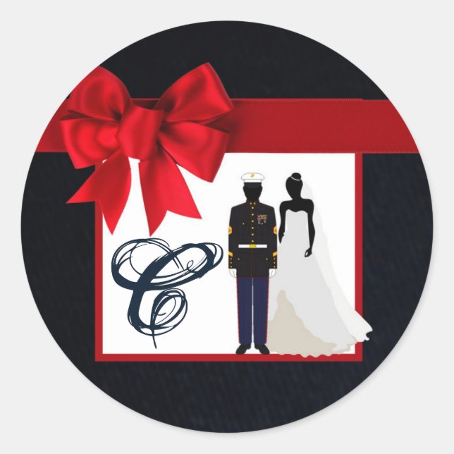 20 - 1.5  Envelope Seal Marine Uniform Groom Bride (Front)