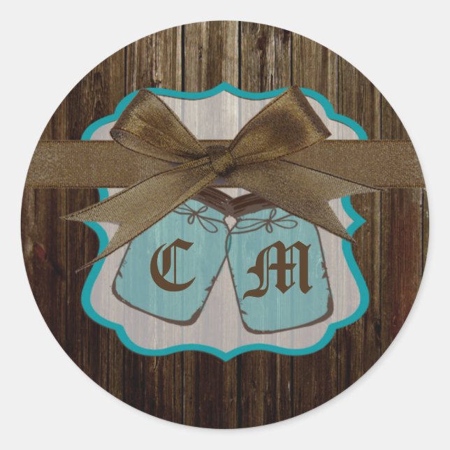 20 - 1.5  Envelope Seal Mason Jar Initials Rustic (Front)