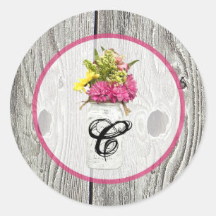 20 - 1.5 Envelope Seal Mason Jar with Wildflowers