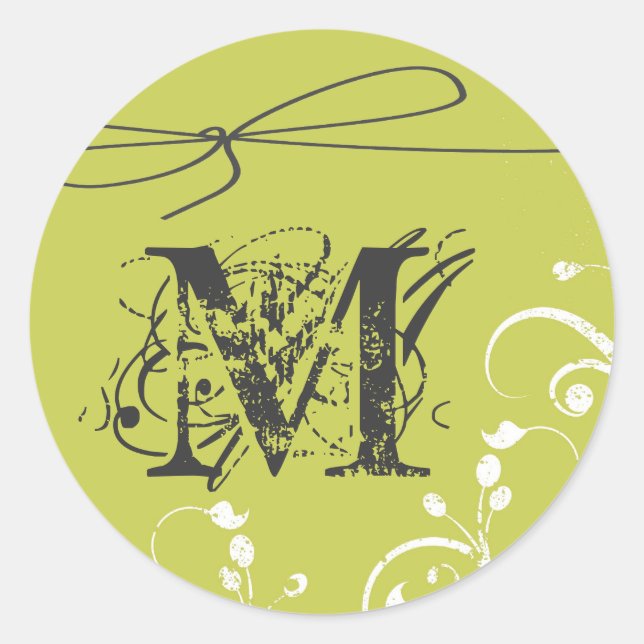 20 - 1.5  Envelope Seal Monogram Green Floral Flo (Front)