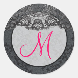 20 - 1.5  Envelope Seal Monogram Lace Floral Pink