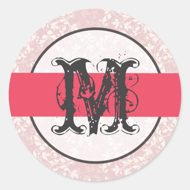 20 - 1.5  Envelope Seal Monogram Pink Floral Flowe (Front)