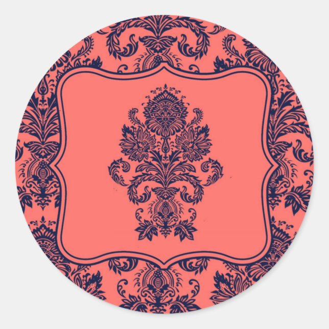 20 - 1.5  Envelope Seal Navy Blue Cora Damask Lace (Front)