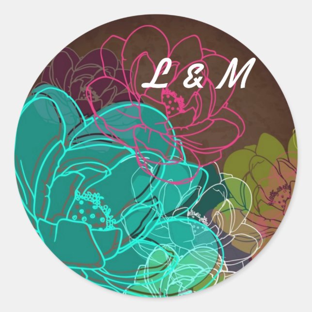 20 - 1.5  Envelope Seal Neon Spring Floral Flower (Front)