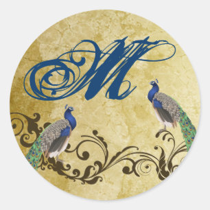 20 - 1.5  Envelope Seal Peacock Vintage Feathers
