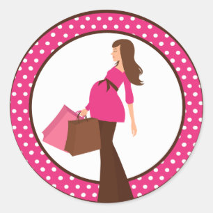 20 - 1.5"  Envelope Seal Pink Mod Mum Polka Dots