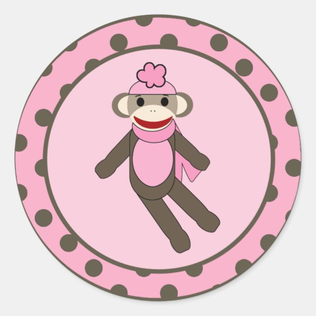 20 - 1.5"  Envelope Seal Pink Sock Monkey (Front)