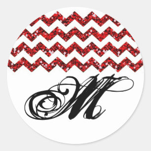 20 - 1.5  Envelope Seal Red Glitter Chevron Stripe