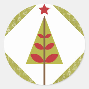 20 - 1.5" Envelope Seal Red Star Christmas Tree