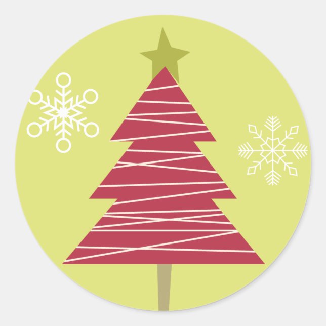 20 - 1.5" Envelope Seal Red Tree Christmas Holly (Front)