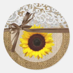 20 - 1.5  Envelope Seal Sunflower Lace Burlap Coun