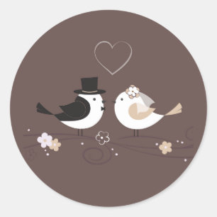 20 - 1.5  Envelope Seal Wedding Birds Bride Groom