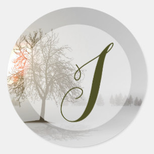 20 - 1.5 Envelope Seal Winter Sunset Tree Snow