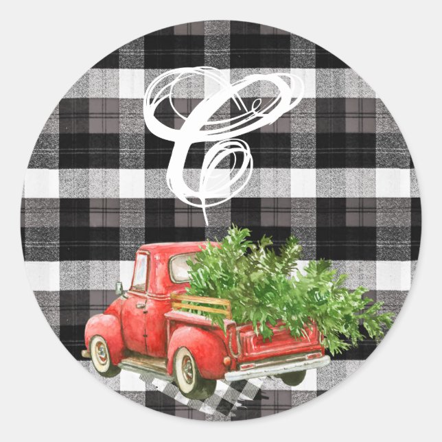 20 - 1.5  Envelope Seal XMAS Truck Buffalo Plaid (Front)