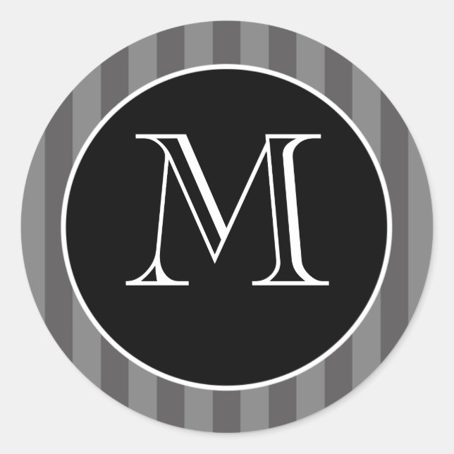 20 - 1.5" Envelope Sticker Black Grey Flourish Str (Front)