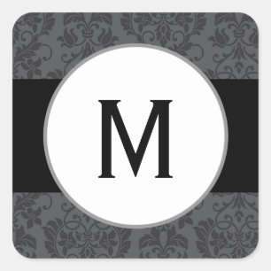 20 - 1.5" Envelope Sticker Black Grey Formal Gothi