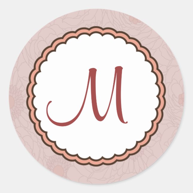20 - 1.5" Envelope Sticker Pink/Brown Floral Love (Front)