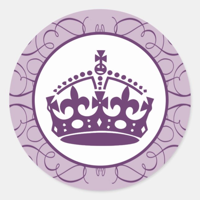 20 - 1.5" Envelope Sticker Royal Purple Crown/Swir (Front)