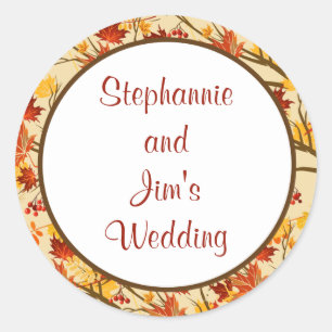 20 - 1.5" Favour Stickers Autumn Branch Leaves
