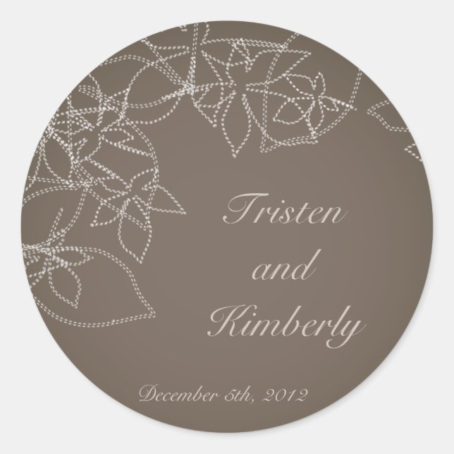20 - 1.5"  Favour Stickers Autumn Floral Fall Grey (Front)