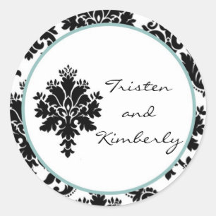 20 - 1.5"  Favour Stickers Black Damask