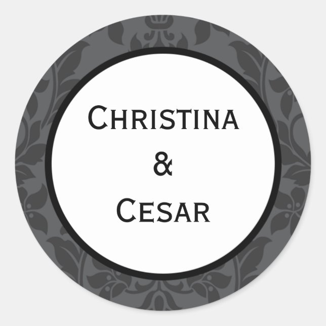 20 - 1.5" Favour Stickers Black Grey Formal Gothic (Front)