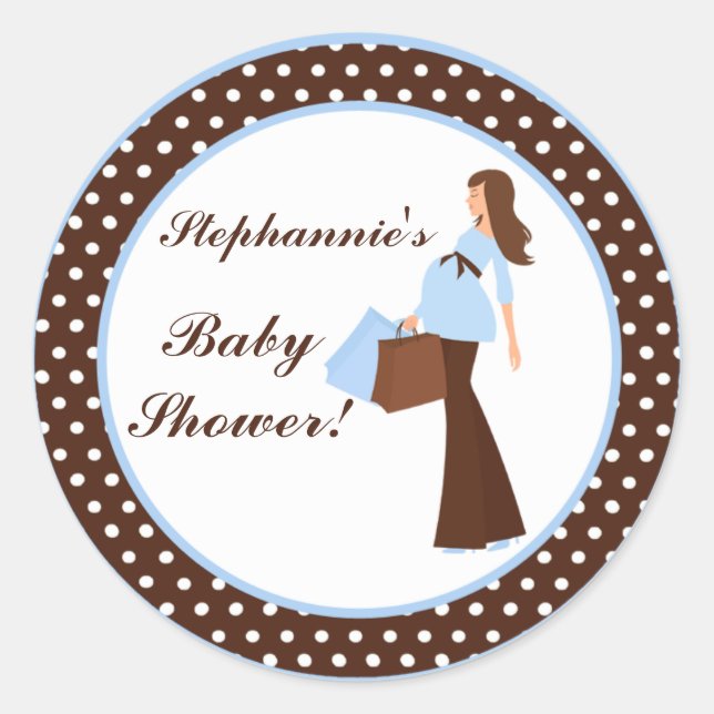 20 - 1.5"  Favour Stickers Blue Mod Mum Polka Dots (Front)