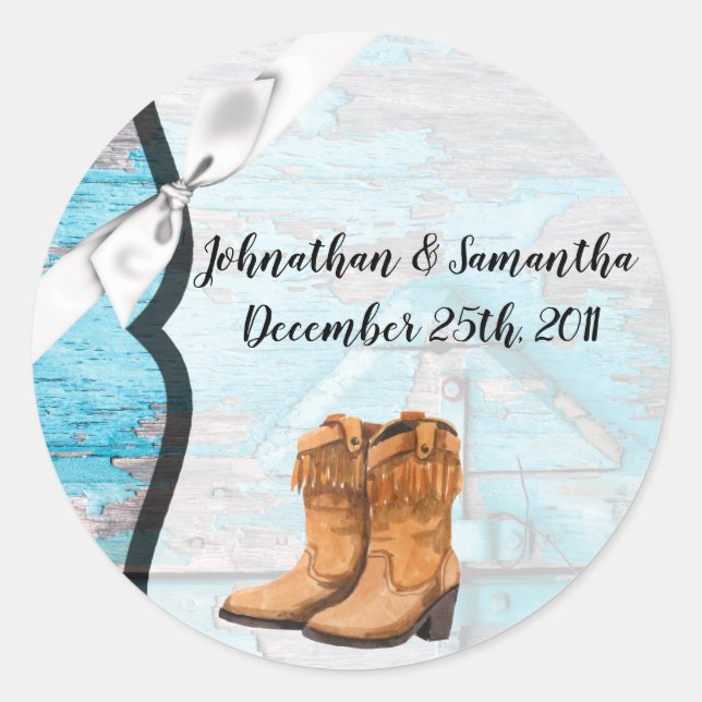 20 - 1.5"  Favour Stickers Blue Wood Barn Door Boo (Front)