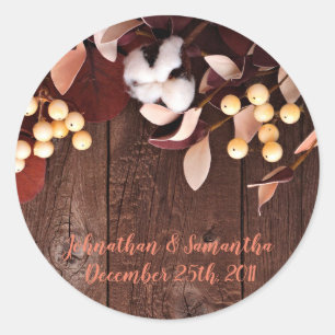 20 - 1.5" Favour Stickers Cotton Branch on Dark W