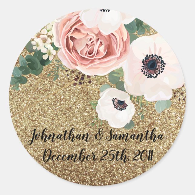 20 - 1.5"  Favour Stickers Geometric Garden Rose (Front)