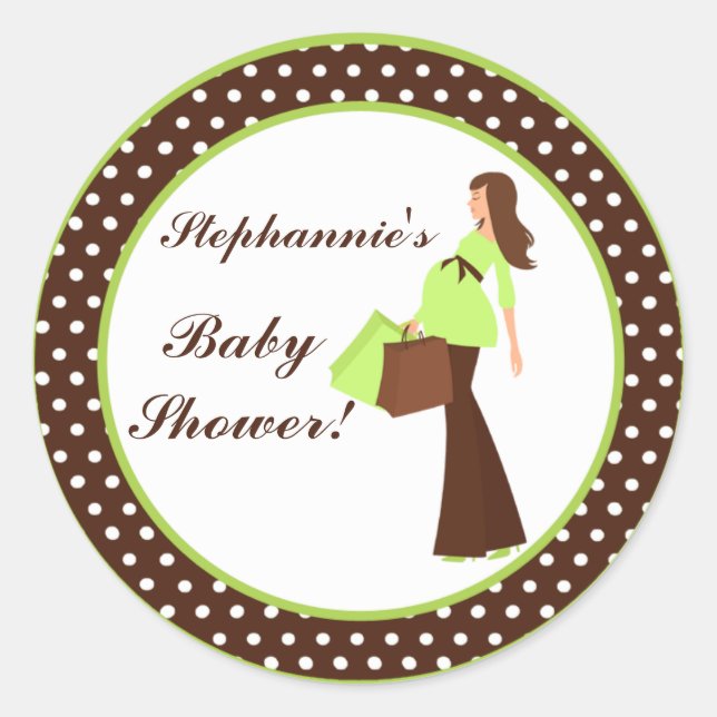 20 - 1.5"  Favour Stickers Green Mod Mum Polka Dot (Front)