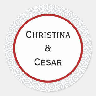 20 - 1.5" Favour Stickers Grey Red Formal Print