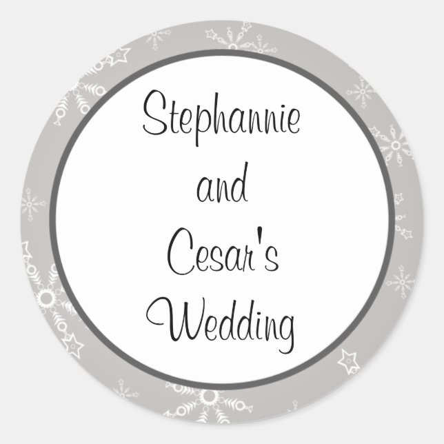 20 - 1.5" Favour Stickers Grey Snowflakes (Front)